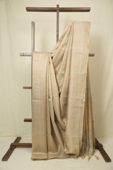 Cream Raw Silk Saree - SRCRSS1022