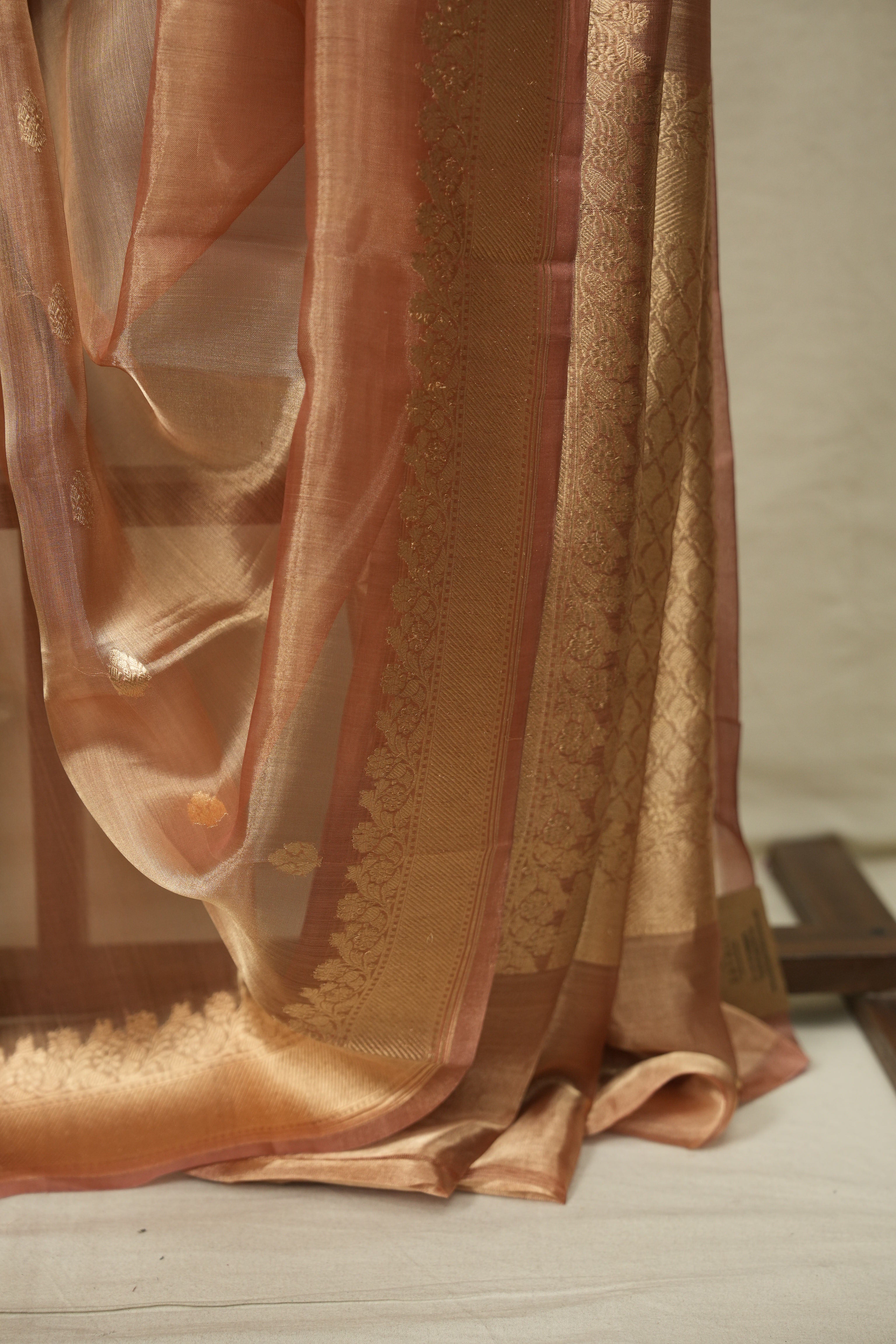 Rose Gold Tissue Banarasi Silk Saree - SRRGTBSS114