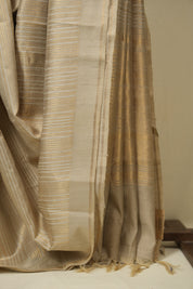 Cream Raw Silk Saree - SRCRSS1022