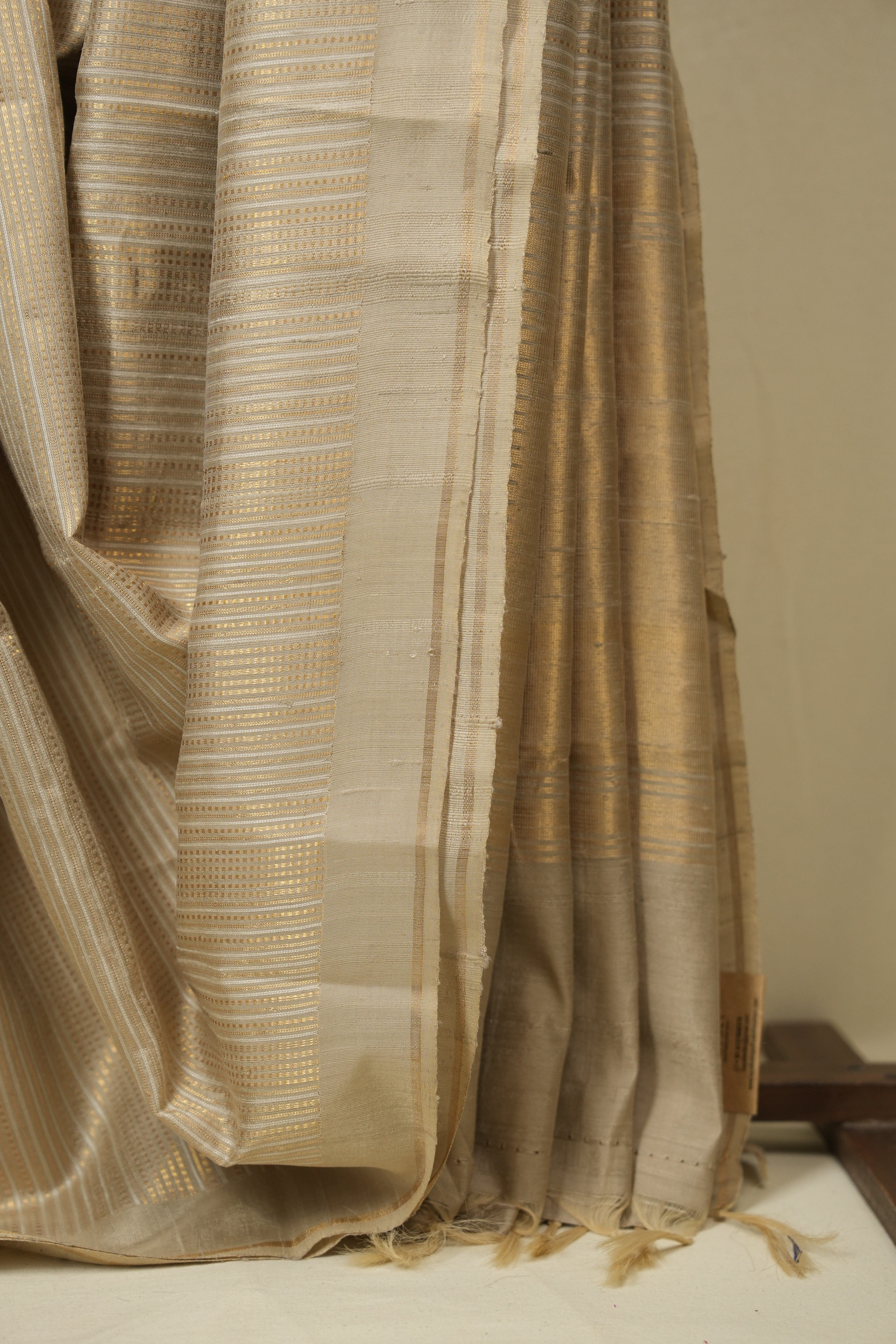 Cream Raw Silk Saree - SRCRSS1022