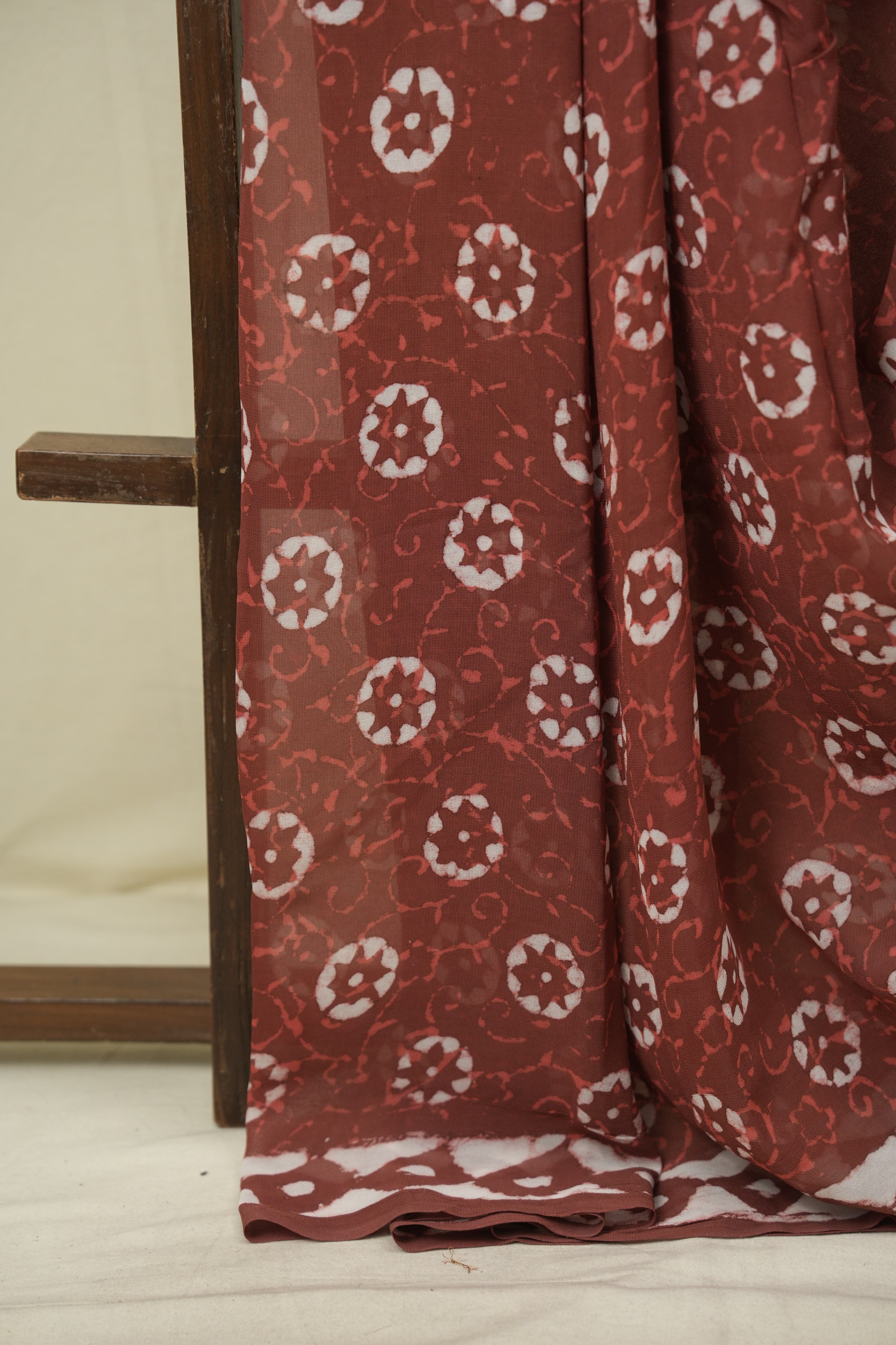 Brick Red HBP Georgette Saree - SRBRHGS73