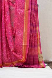 Pink Rajkot Patola Cotton Saree - SRPRPCS14