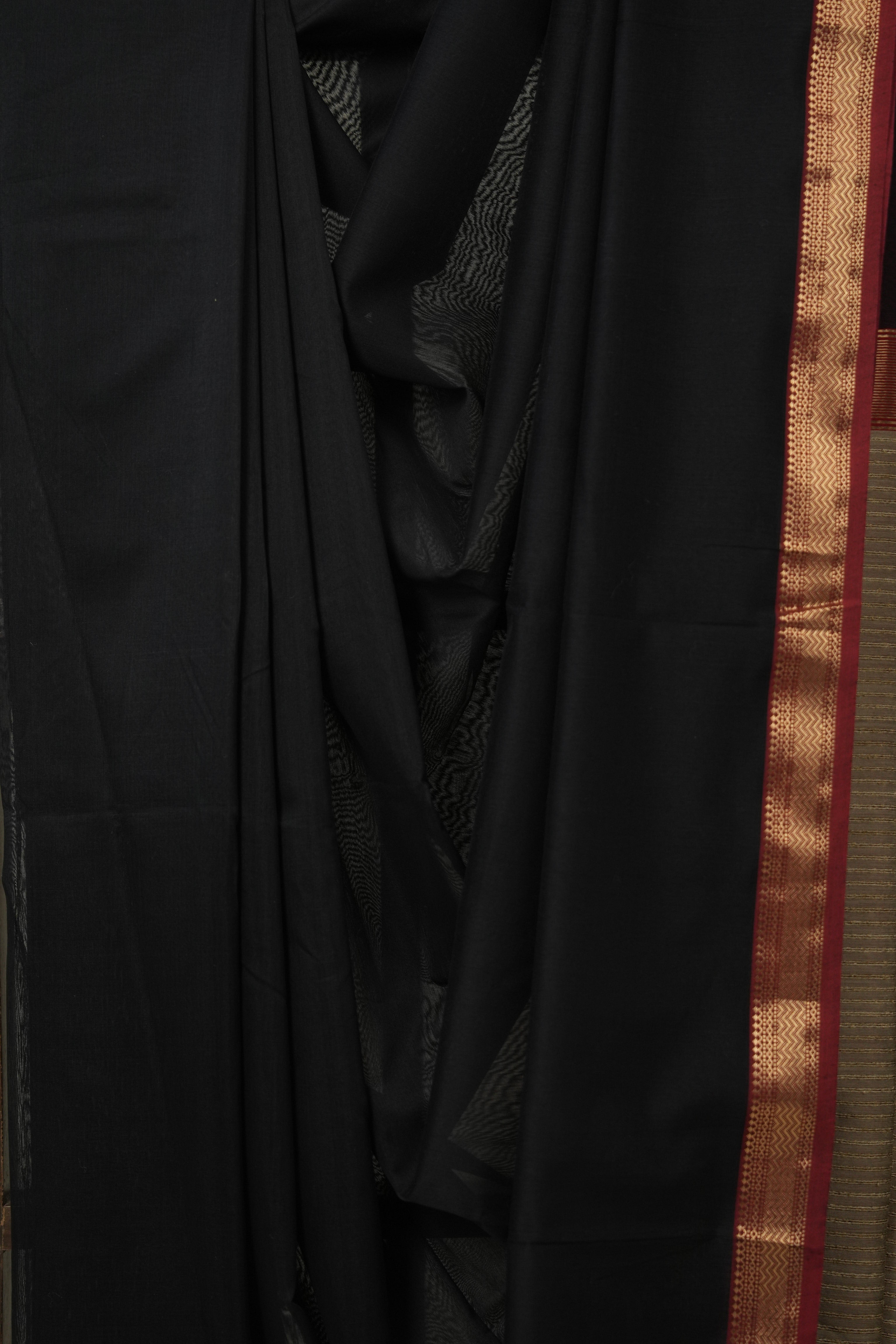 Black Maheshwari Saree - SRBMS1023