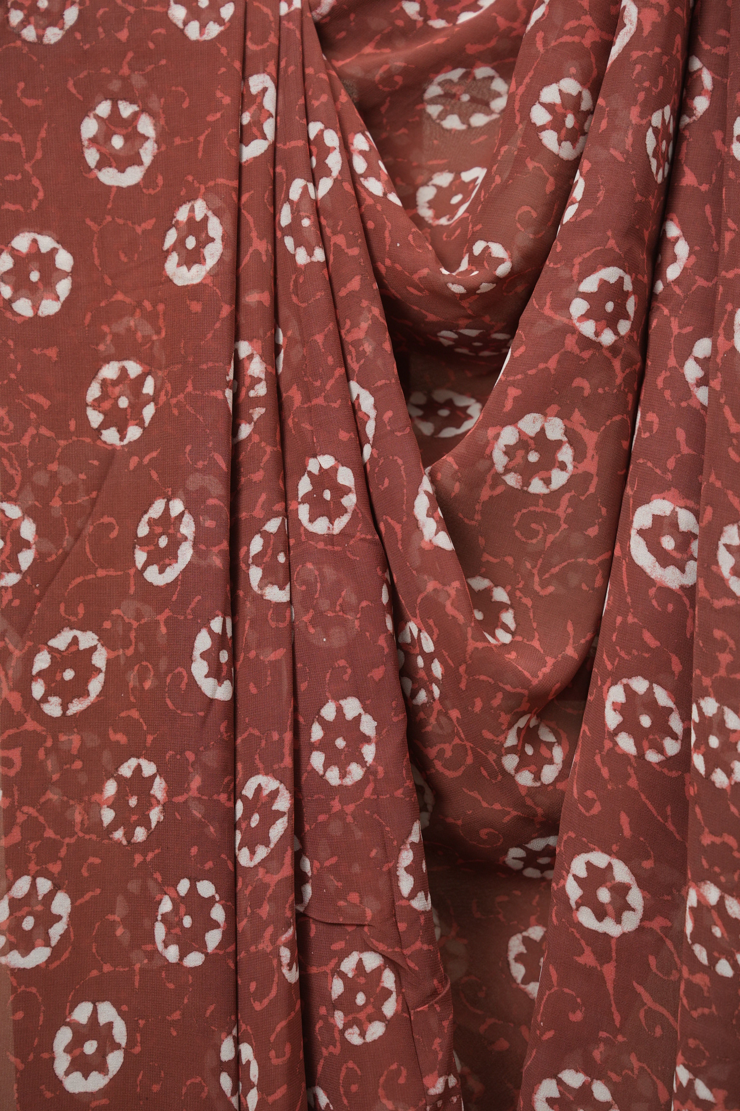 Brick Red HBP Georgette Saree - SRBRHGS73