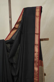 Black Maheshwari Saree - SRBMS1023