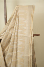 Cream Raw Silk Saree - SRCRSS1022