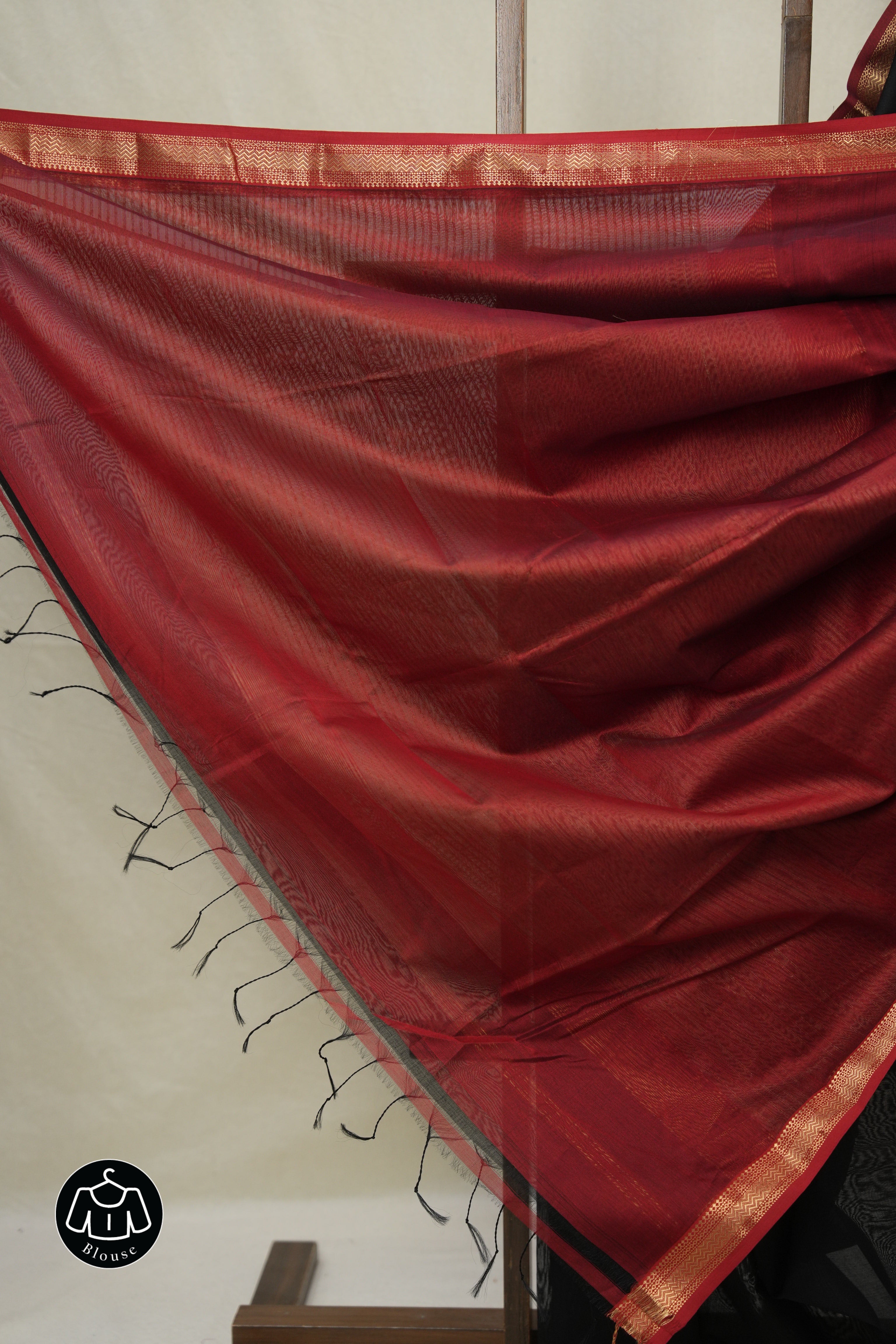 Black Maheshwari Saree - SRBMS1023
