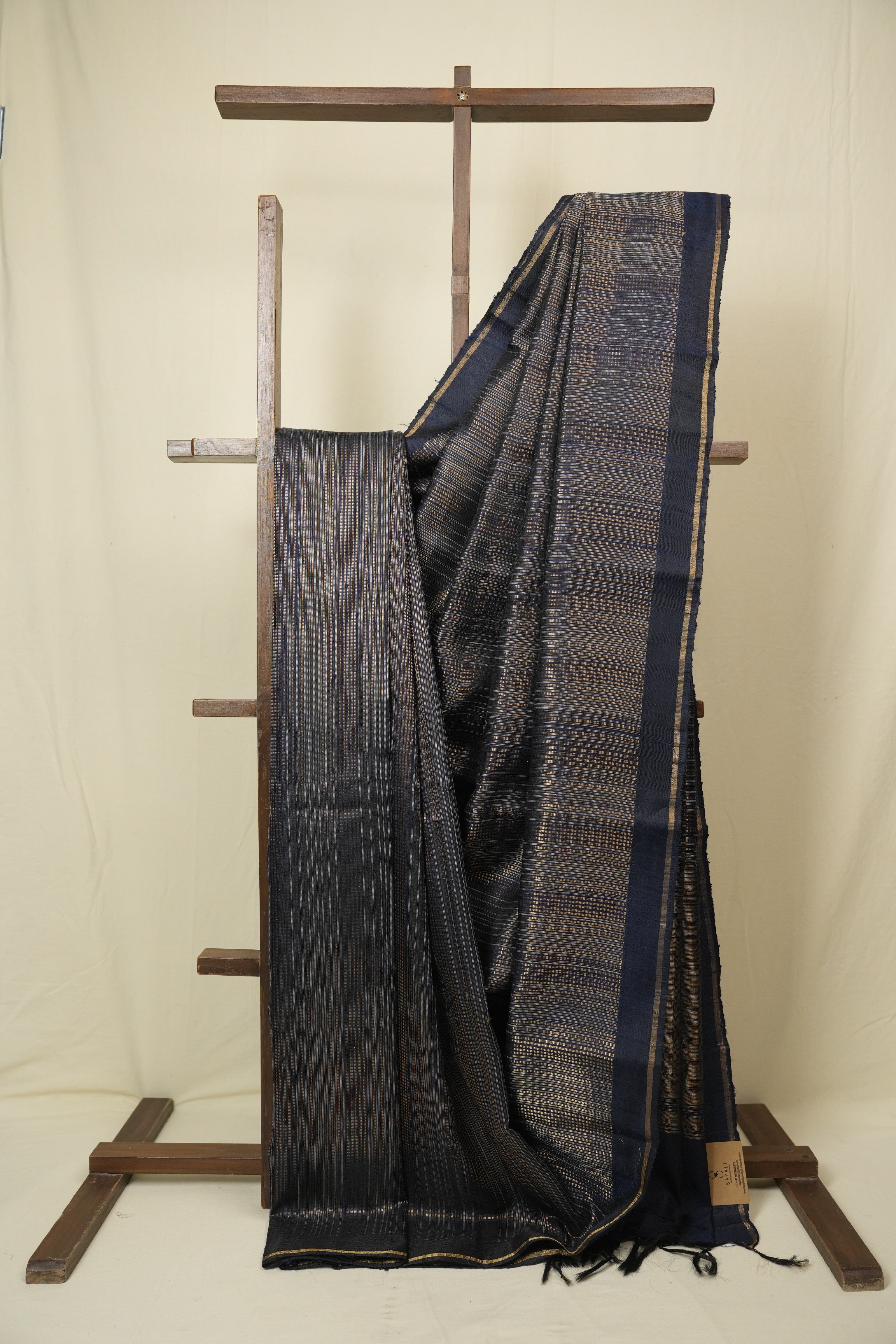 Navy Blue Raw Silk Saree - SRNBRSS1038