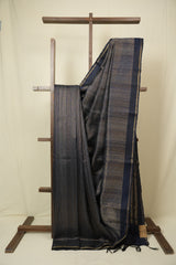 Navy Blue Raw Silk Saree - SRNBRSS1038