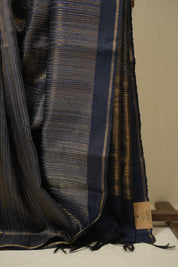 Navy Blue Raw Silk Saree - SRNBRSS1038