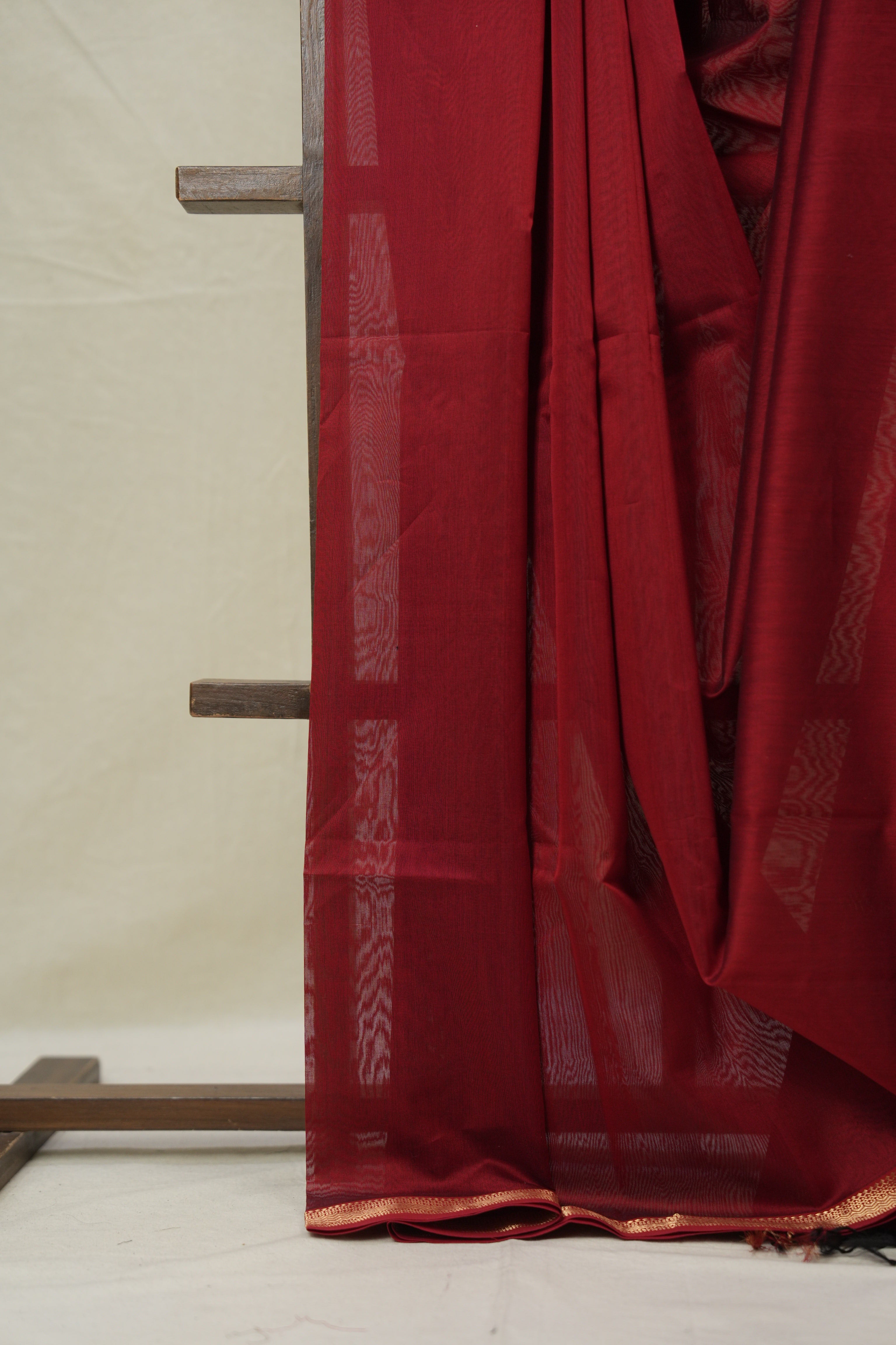 Maroon Maheshwari Saree - SRMMS1022
