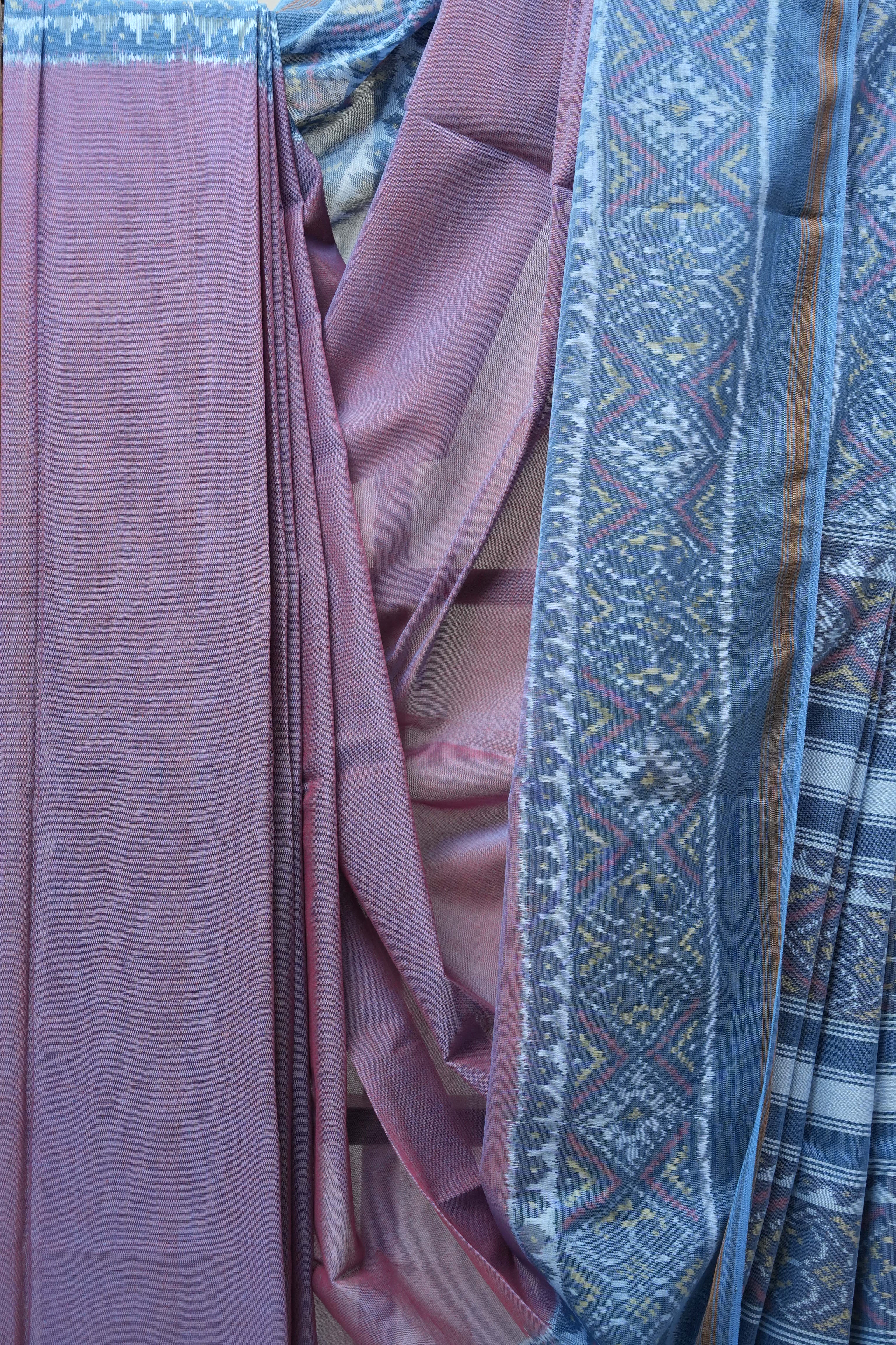 Two Tone Red Rajkot Patola Cotton Saree - SRTTRRPCS02