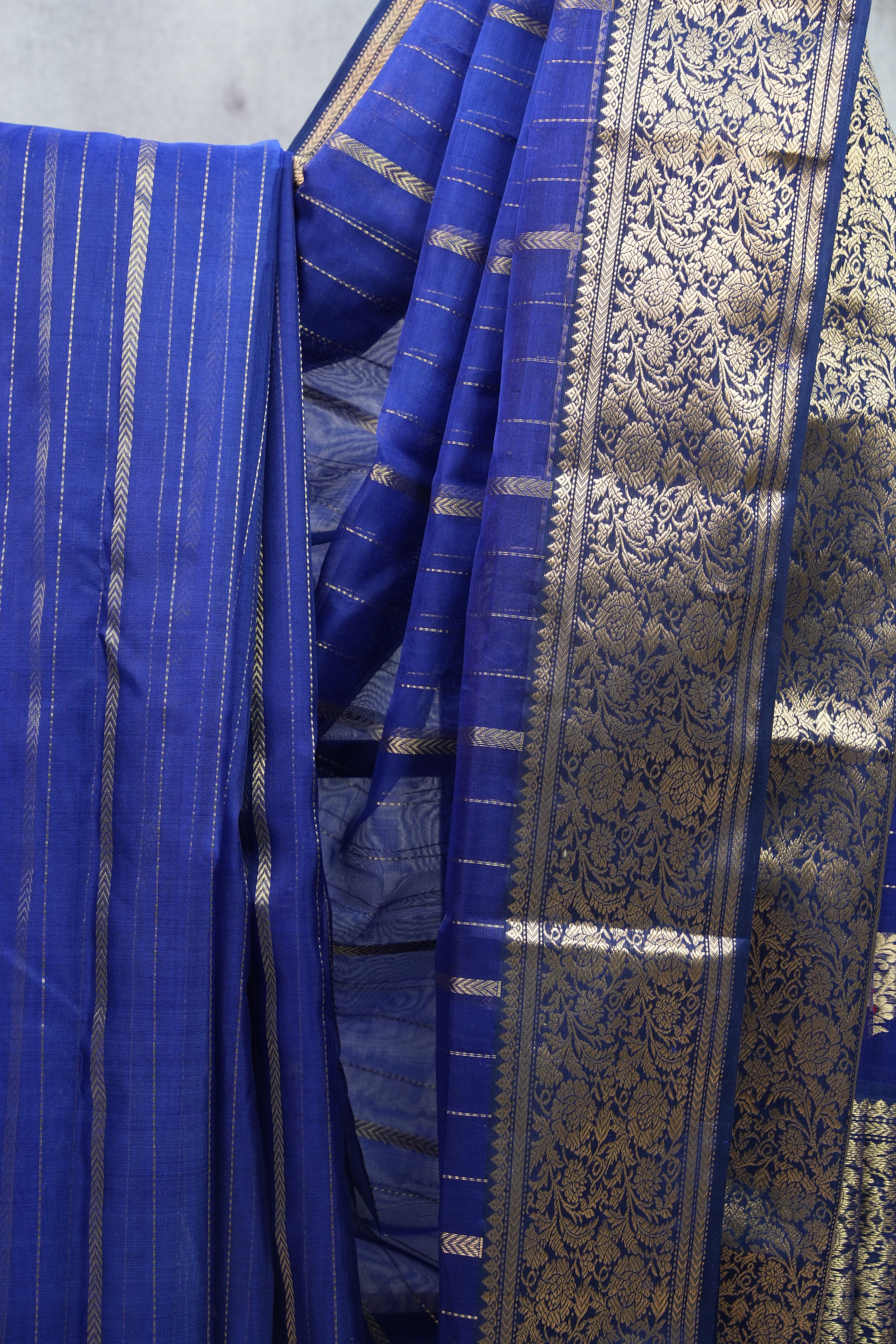 Navy Blue Chanderi Silk Saree - SRNBCSS248