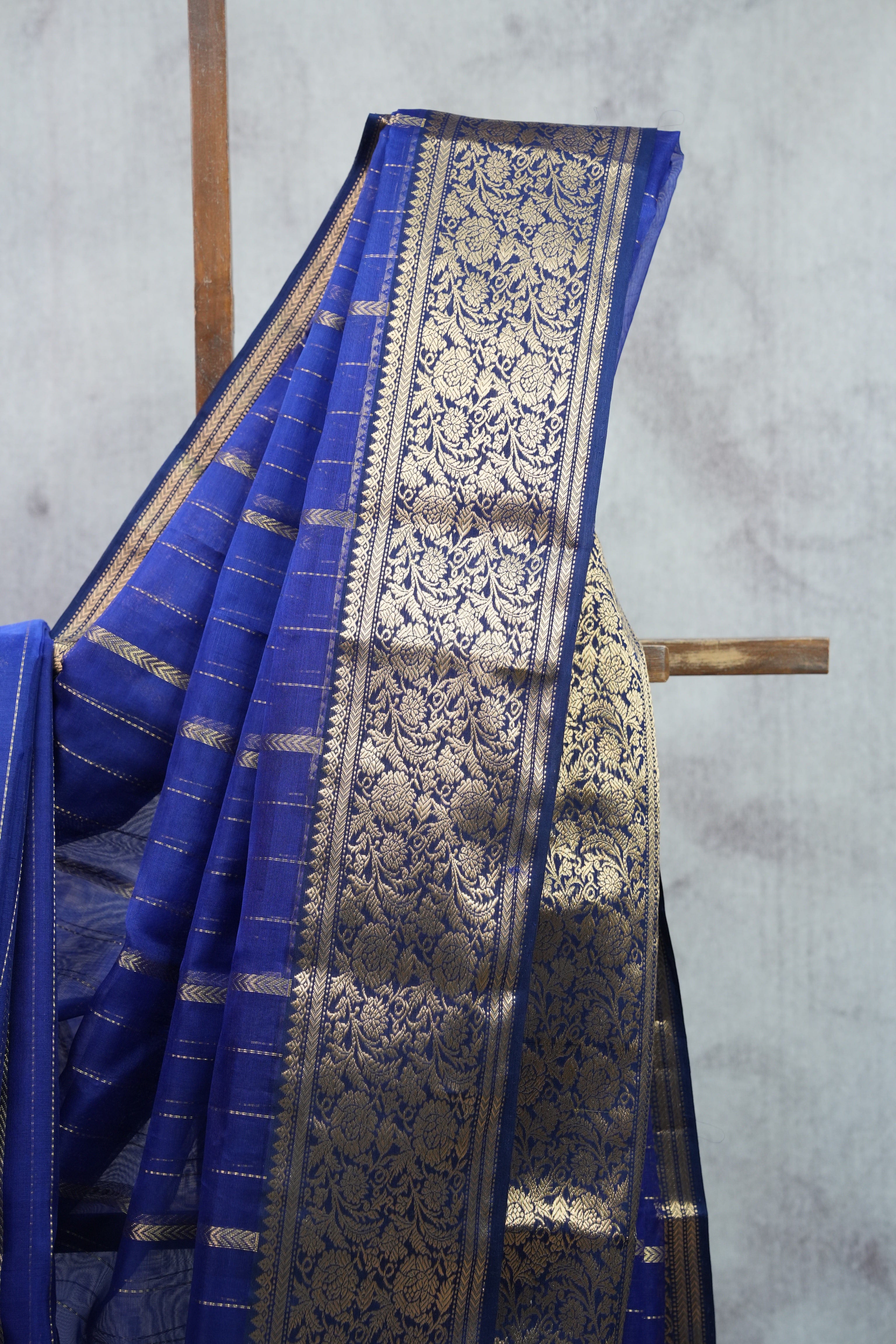 Navy Blue Chanderi Silk Saree - SRNBCSS248
