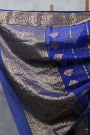 Navy Blue Chanderi Silk Saree - SRNBCSS248