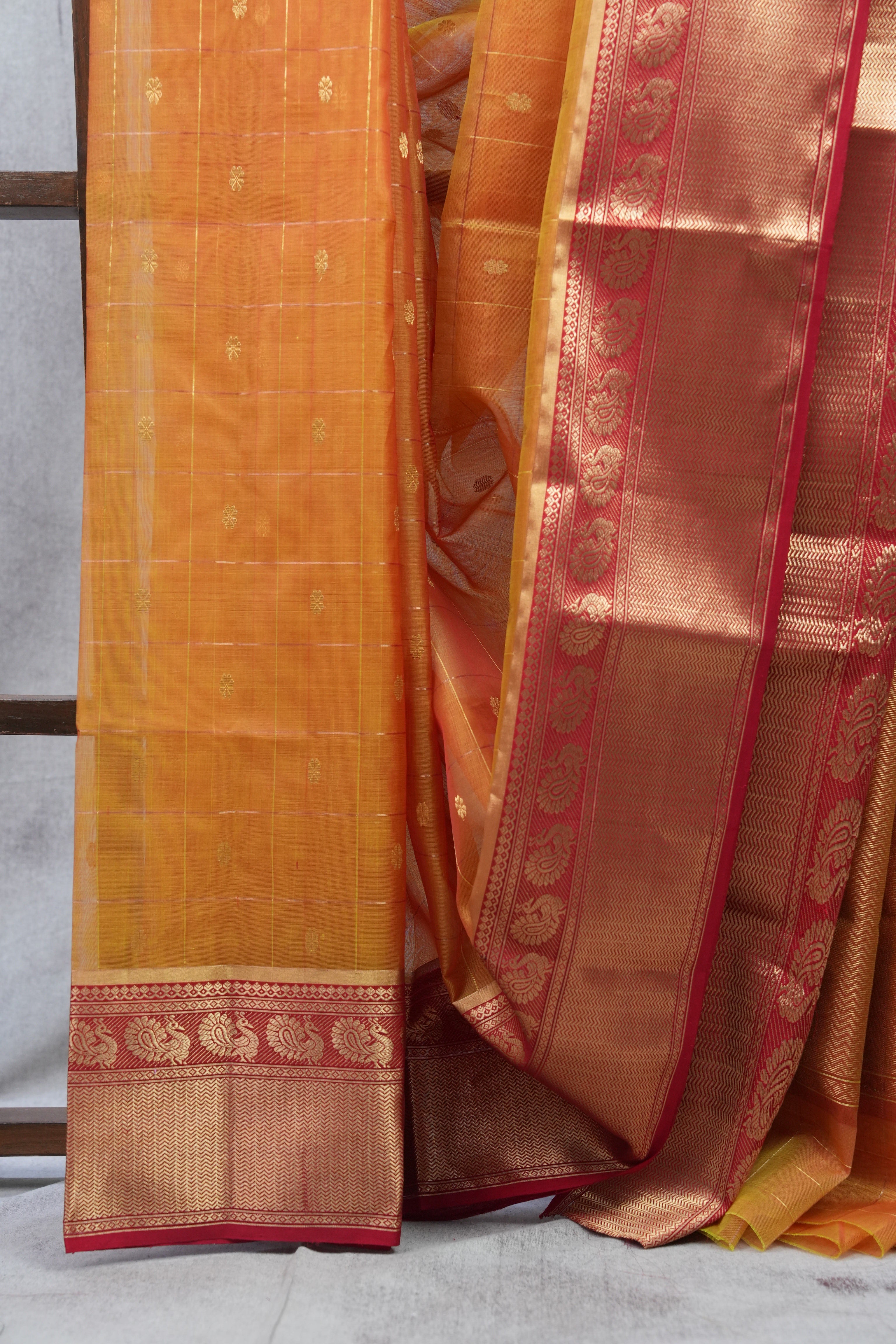 Two Tone Orange Chanderi Silk Saree - SRTTOCSS249
