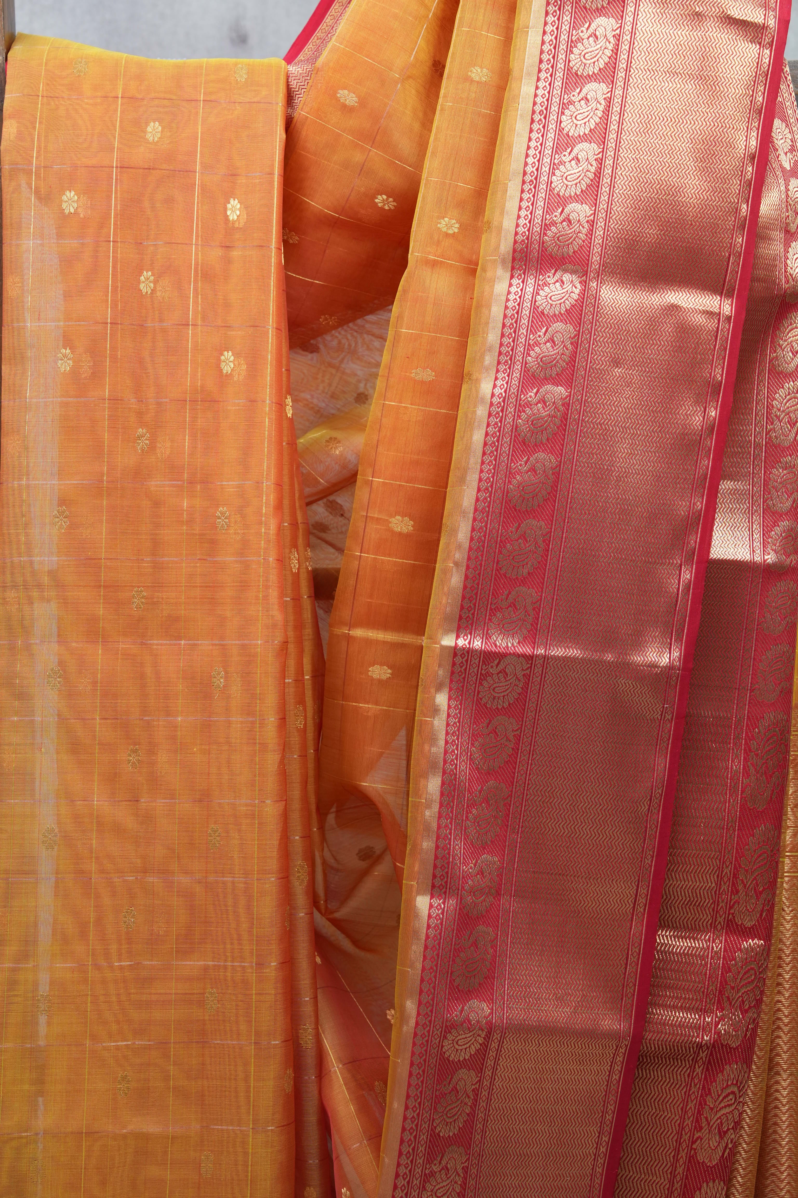 Two Tone Orange Chanderi Silk Saree - SRTTOCSS249