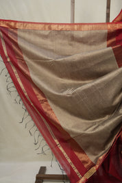Maroon Maheshwari Saree - SRMMS1022