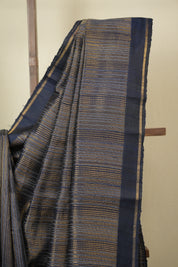 Navy Blue Raw Silk Saree - SRNBRSS1038