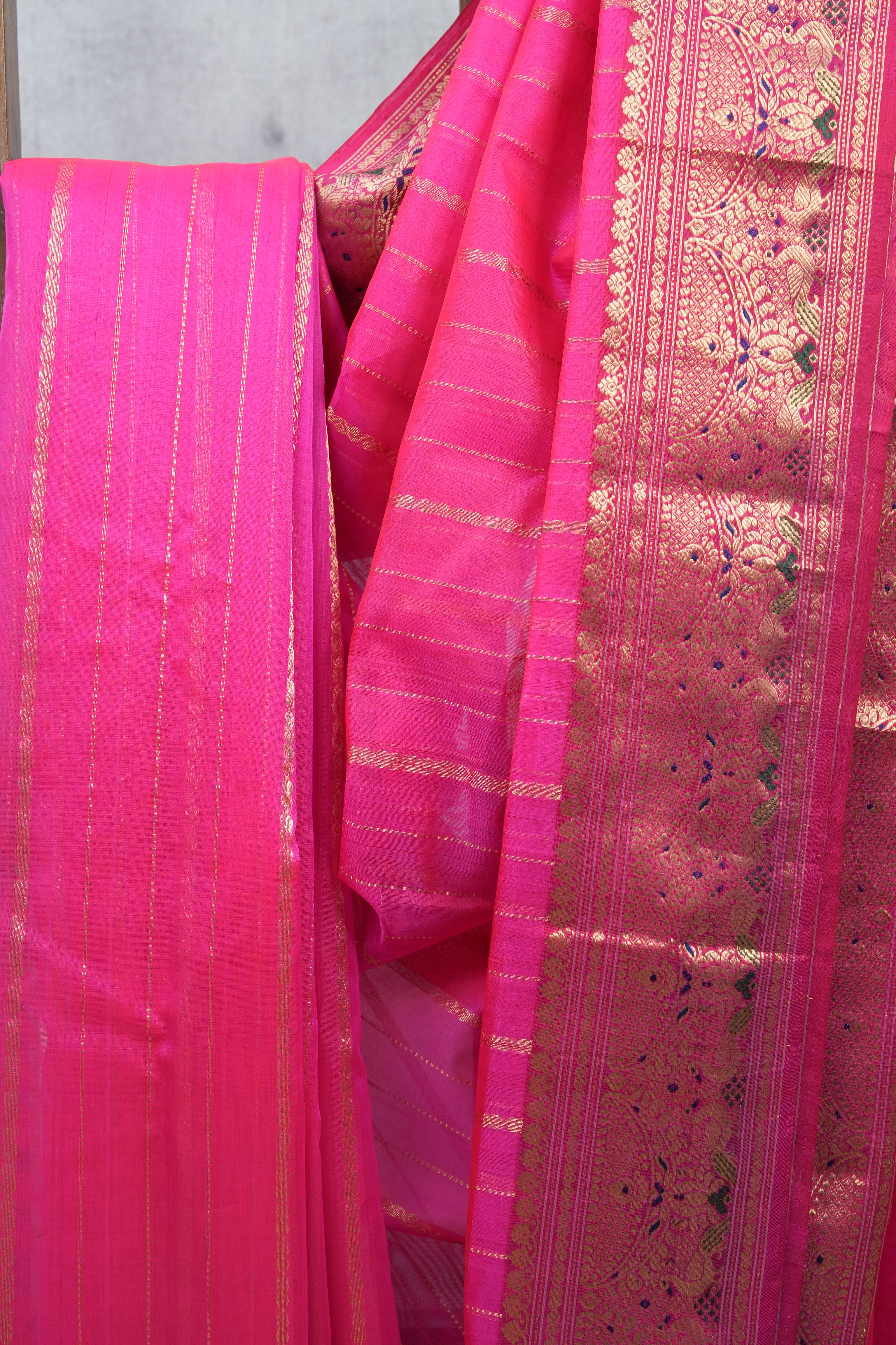 Rani Pink Chanderi Silk Saree - SRRPCSS250