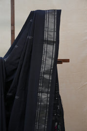 Black Cotton Paithani Saree - SRBCPS511