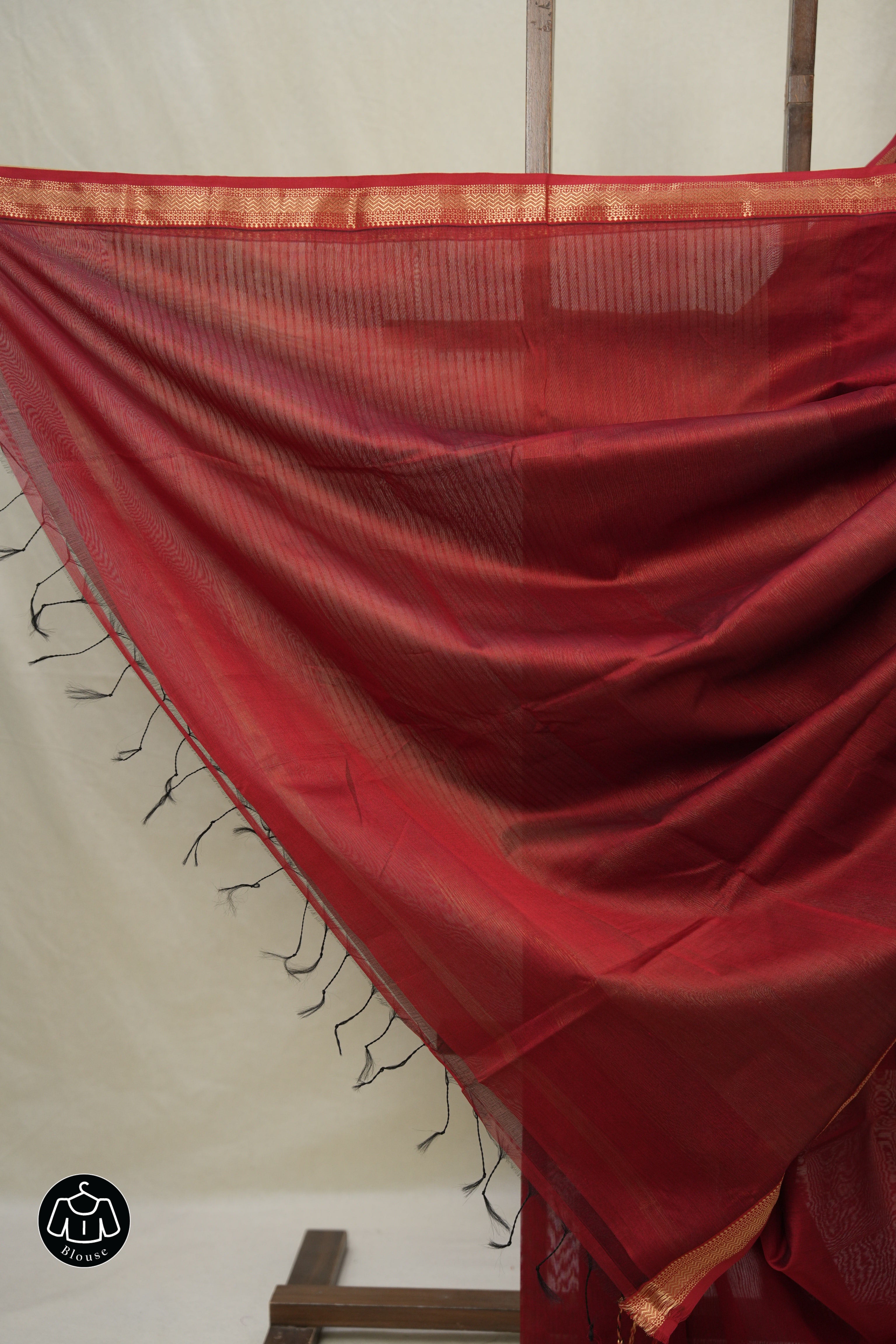 Maroon Maheshwari Saree - SRMMS1022
