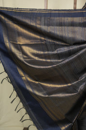 Navy Blue Raw Silk Saree - SRNBRSS1038