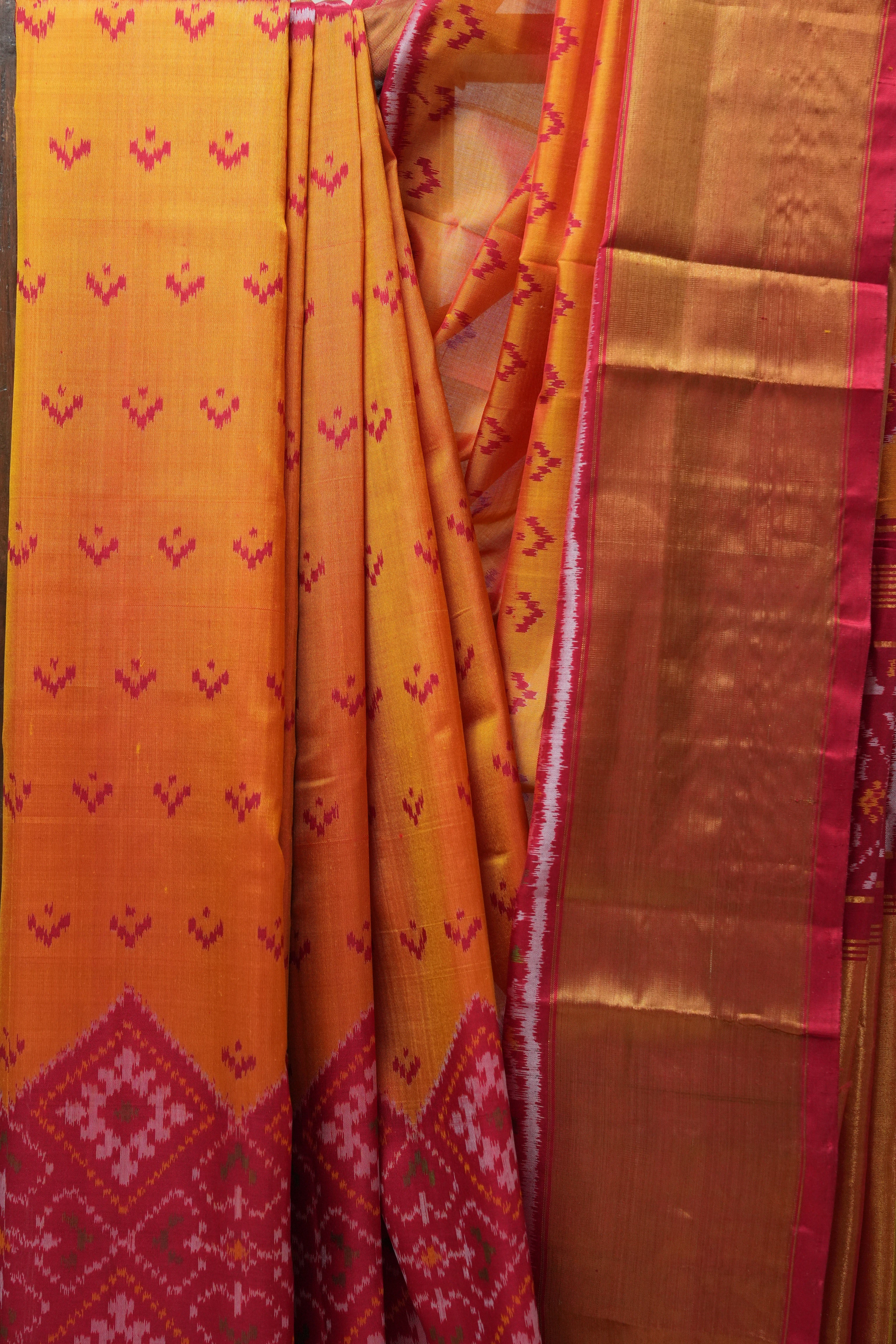 Orange Rajkot Patola Silk Saree - SRORPSS428
