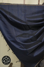 Navy Blue Raw Silk Saree - SRNBRSS1038