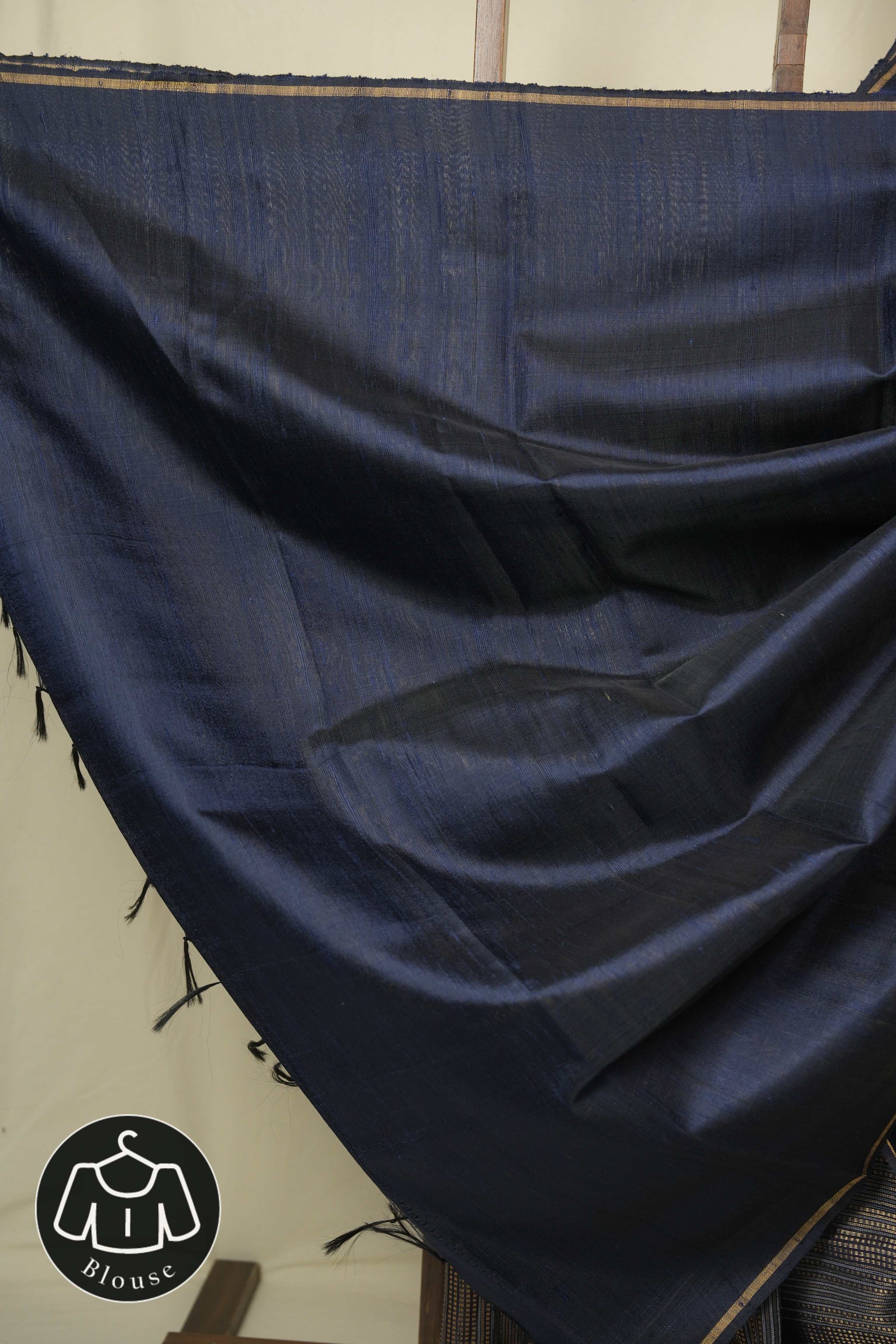 Navy Blue Raw Silk Saree - SRNBRSS1038