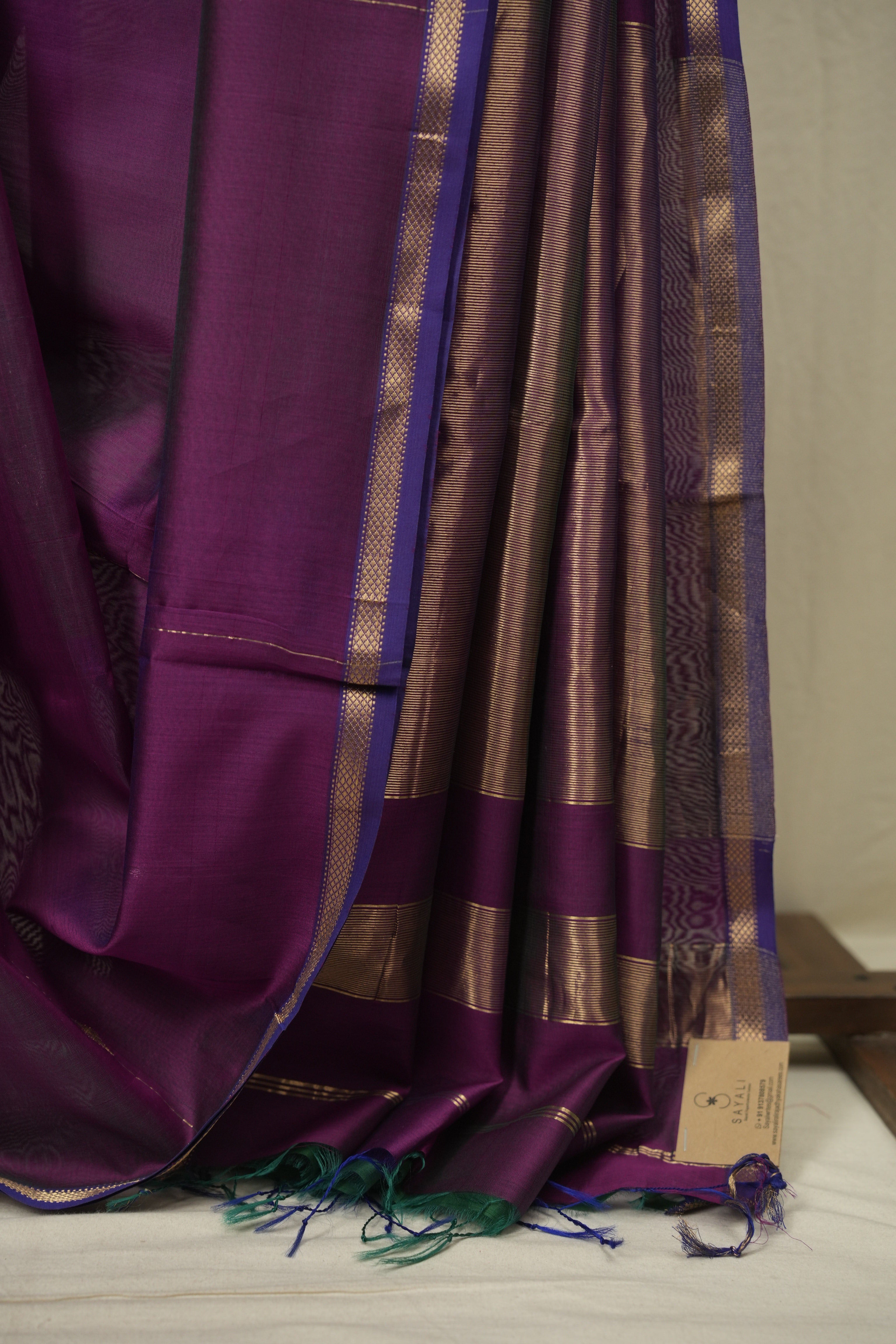 Green -Purple Maheshwari Saree - SRGPMS1308