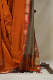 Orange Maheshwari Saree - SROMS1021