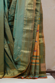 Two Tone Green Silk Paithani Saree - SRTTGSPS573