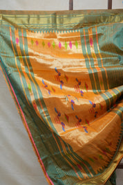 Two Tone Green Silk Paithani Saree - SRTTGSPS573