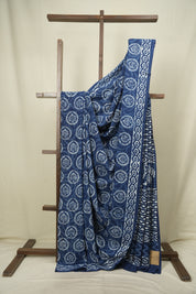 Indigo HBP Cotton Saree - SRICS3776