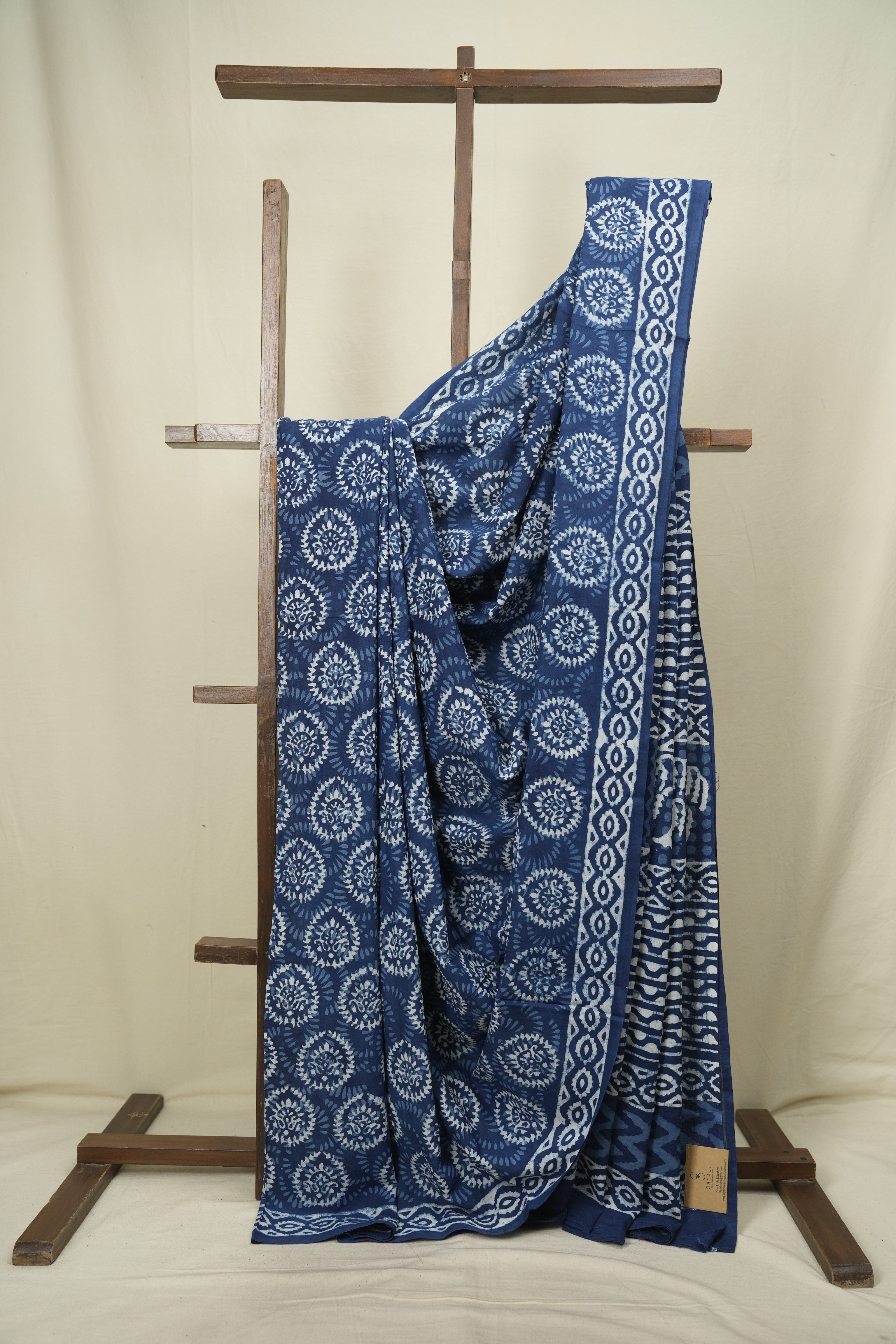 Indigo HBP Cotton Saree - SRICS3776