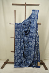 Indigo HBP Cotton Saree - SRICS3776