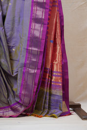Two Tone Purple Silk Paithani Saree - SRTTPSPS574