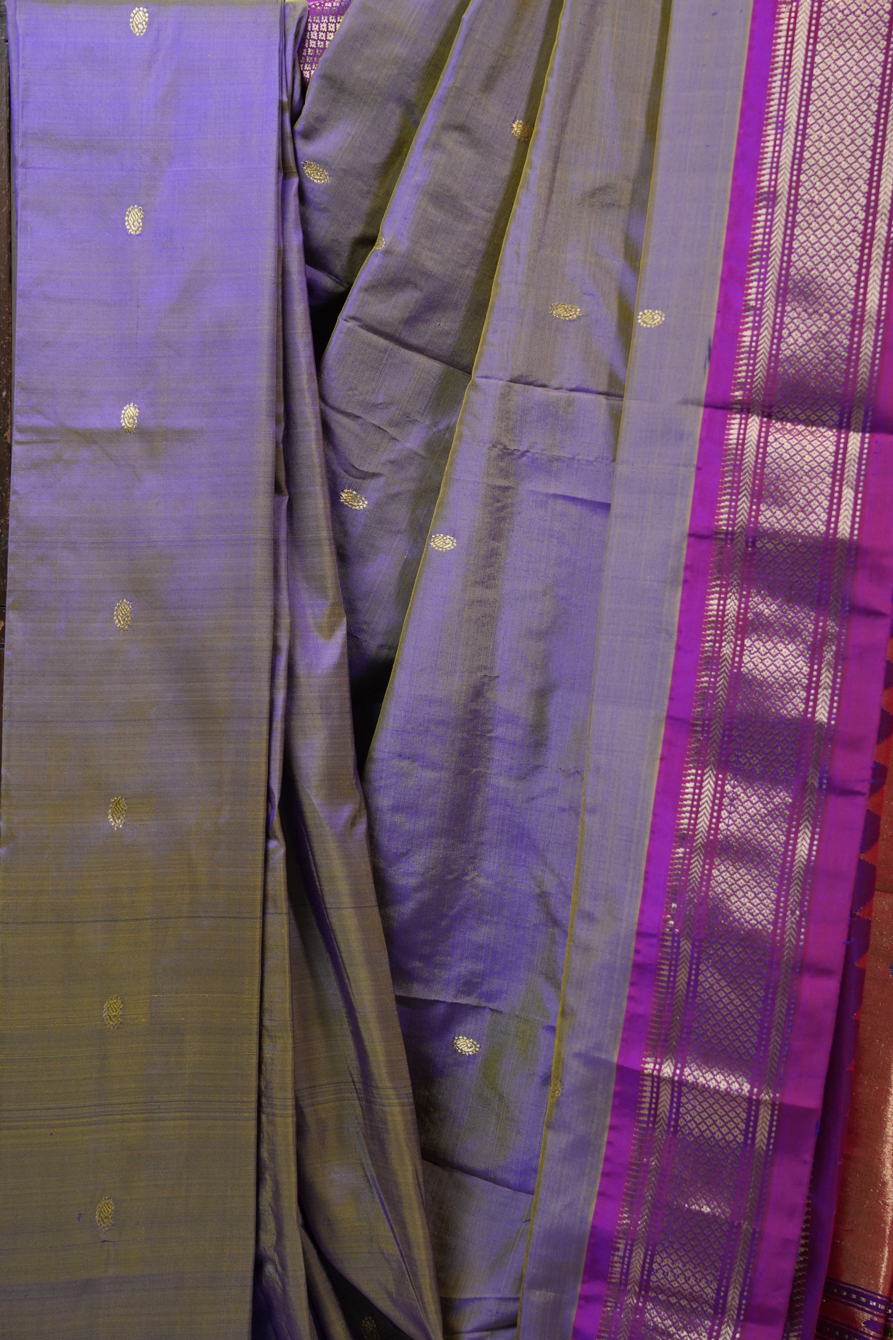 Two Tone Purple Silk Paithani Saree - SRTTPSPS574