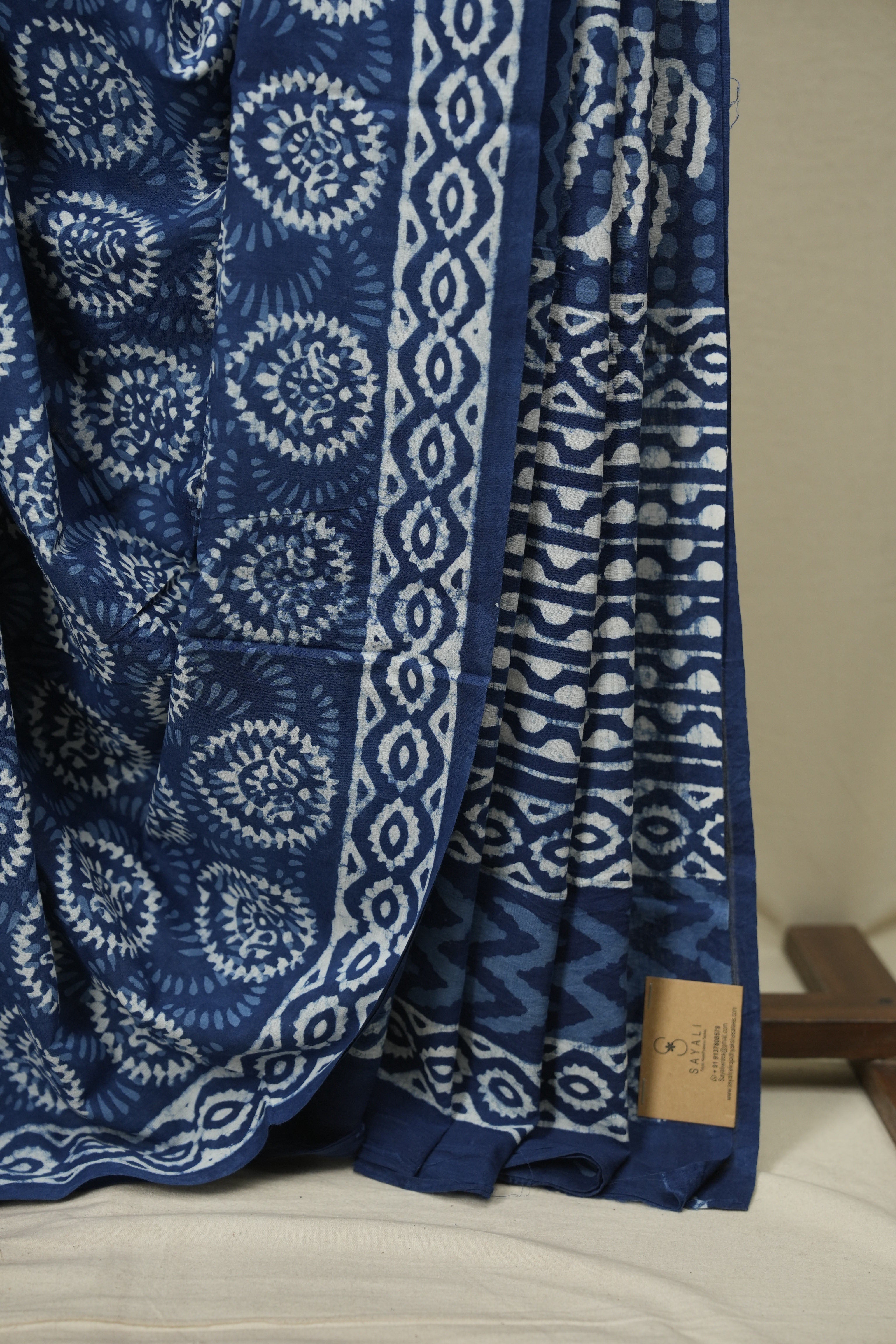 Indigo HBP Cotton Saree - SRICS3776