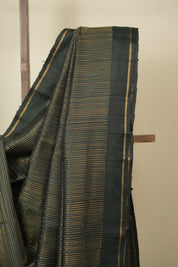 Bottle Green Raw Silk Saree - SRBGRSS1034