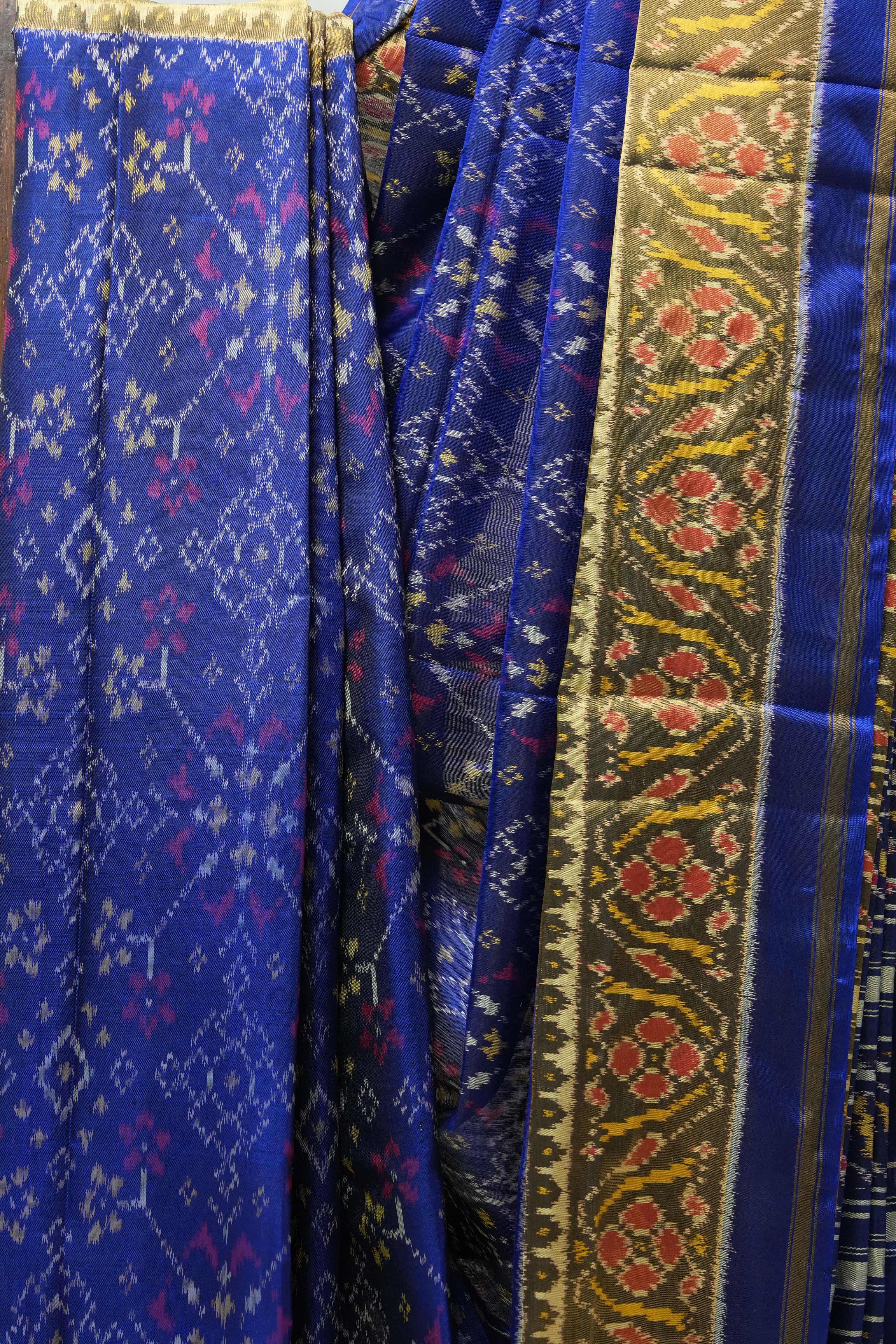 Dark Blue Rajkot Patola Silk Saree - SRDBRPSS436