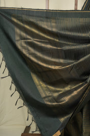 Bottle Green Raw Silk Saree - SRBGRSS1034
