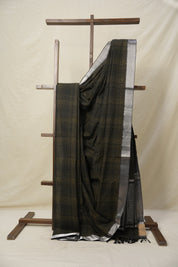 Black Checkers Cotton Mangalgiri Saree - SRMCCMS29