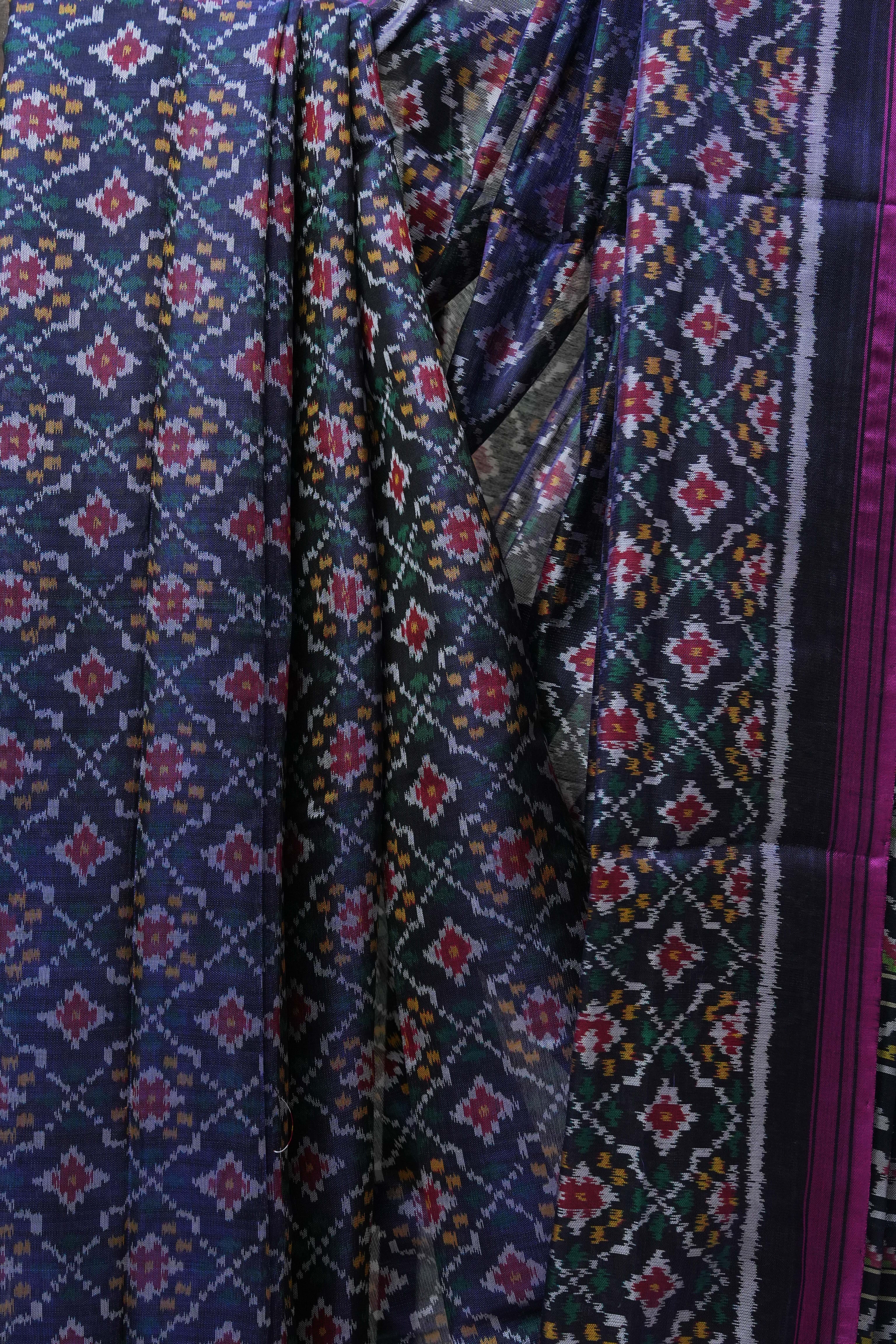 Dark Purple Rajkot Patola Silk Saree - SRDPRPSS435