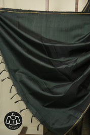 Bottle Green Raw Silk Saree - SRBGRSS1034