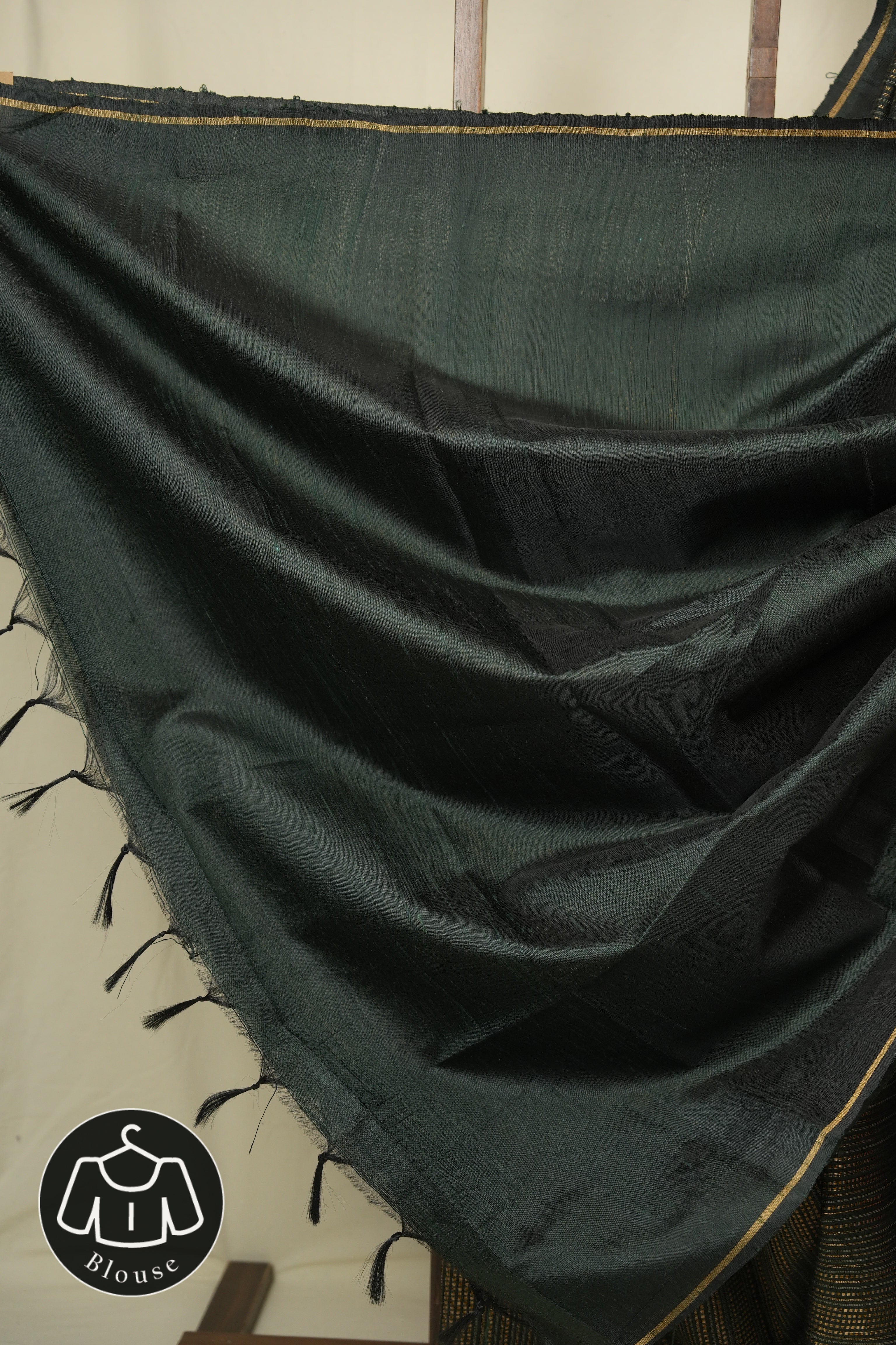 Bottle Green Raw Silk Saree - SRBGRSS1034