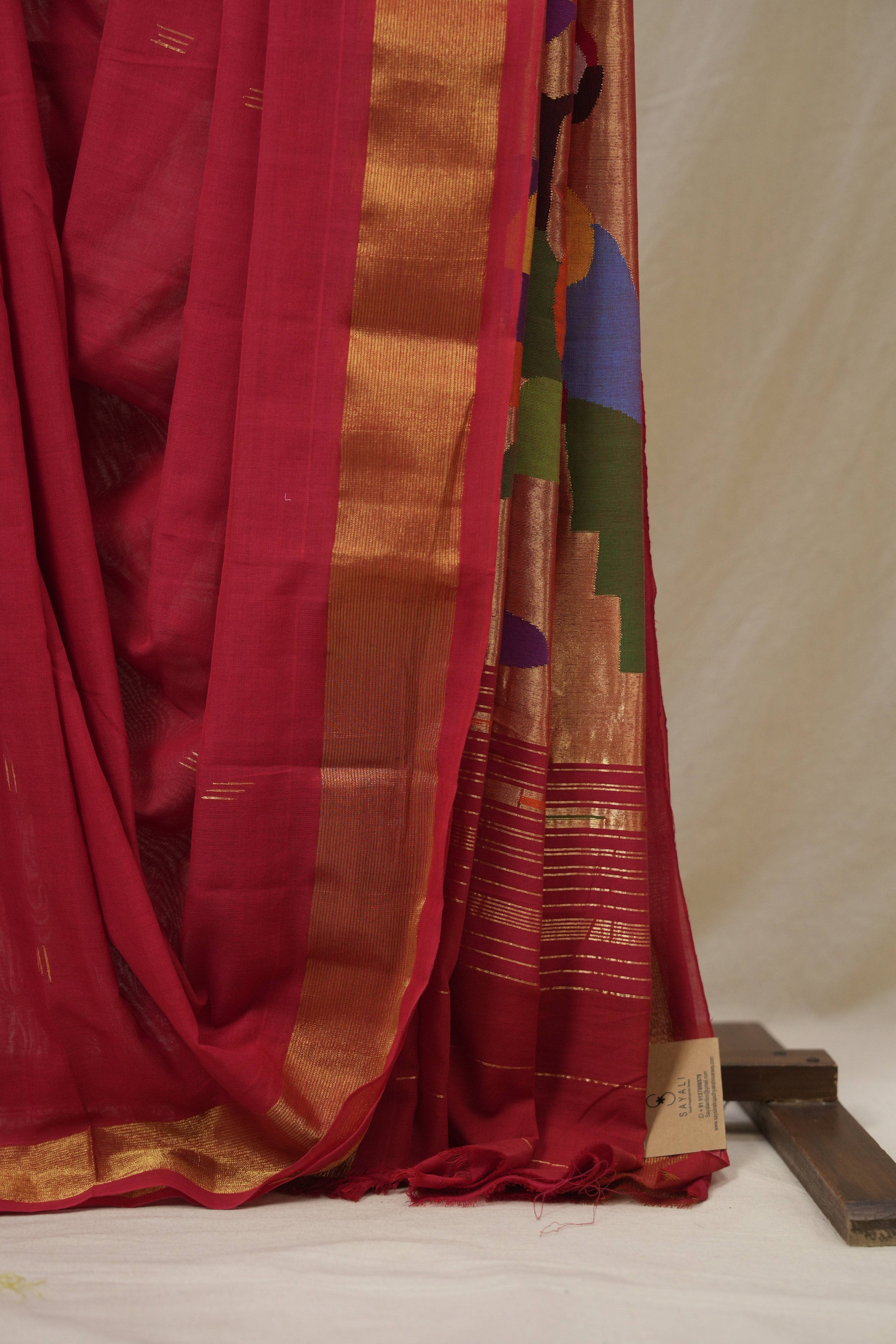 Red Cotton Paithani Saree - SRRCPS717