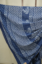 Indigo HBP Cotton Saree - SRICS3776
