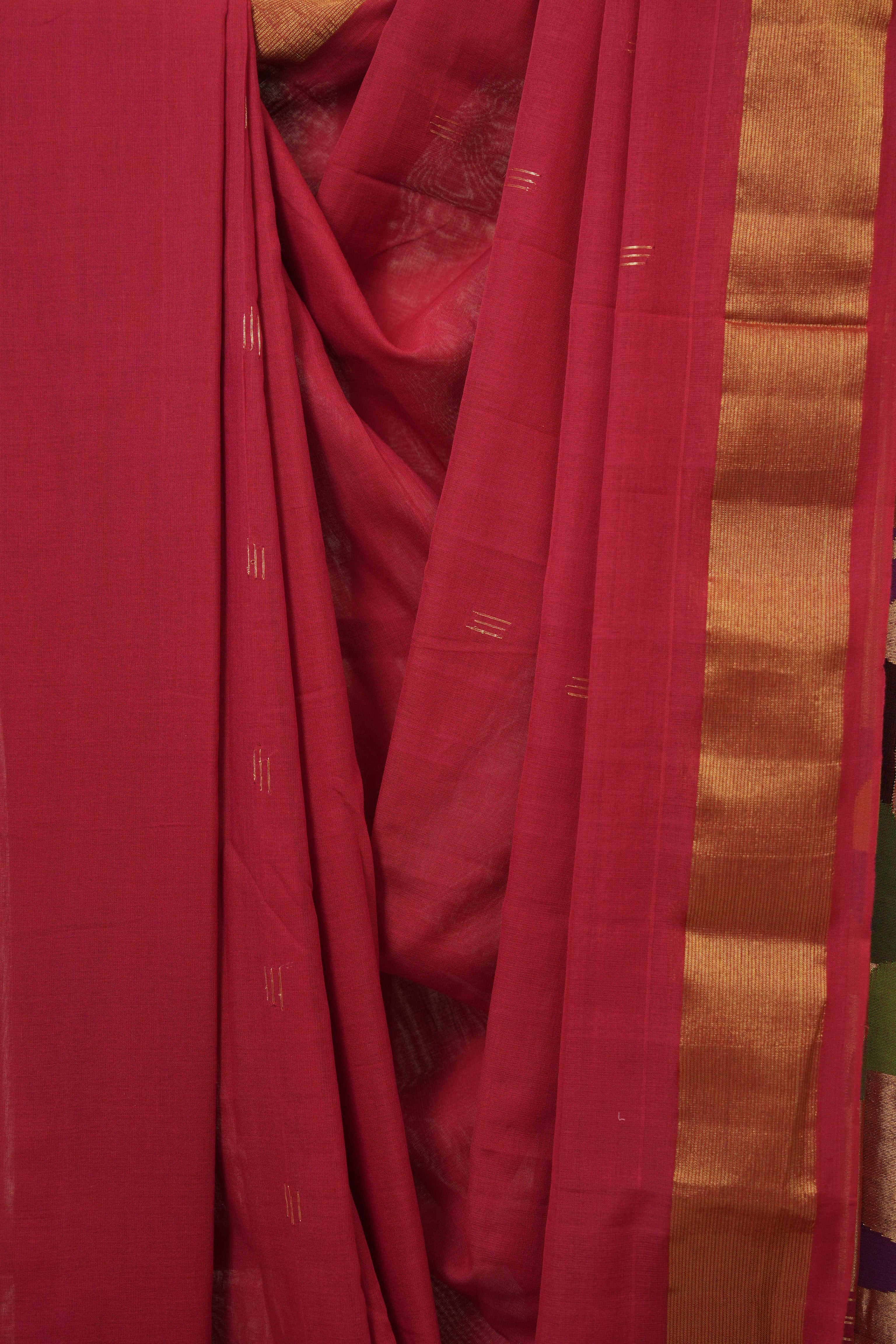 Red Cotton Paithani Saree - SRRCPS717